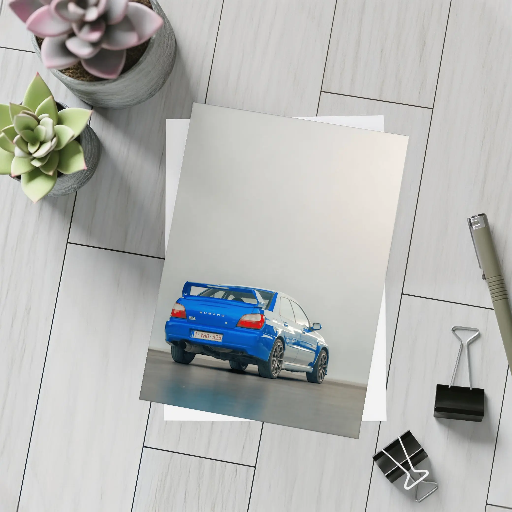 Subaru Impreza WRX Blue Rear Studio Shot – Postcards