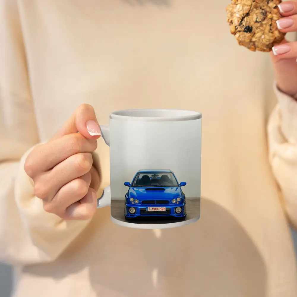 Subaru Impreza WRX Blue Front View – Mugs