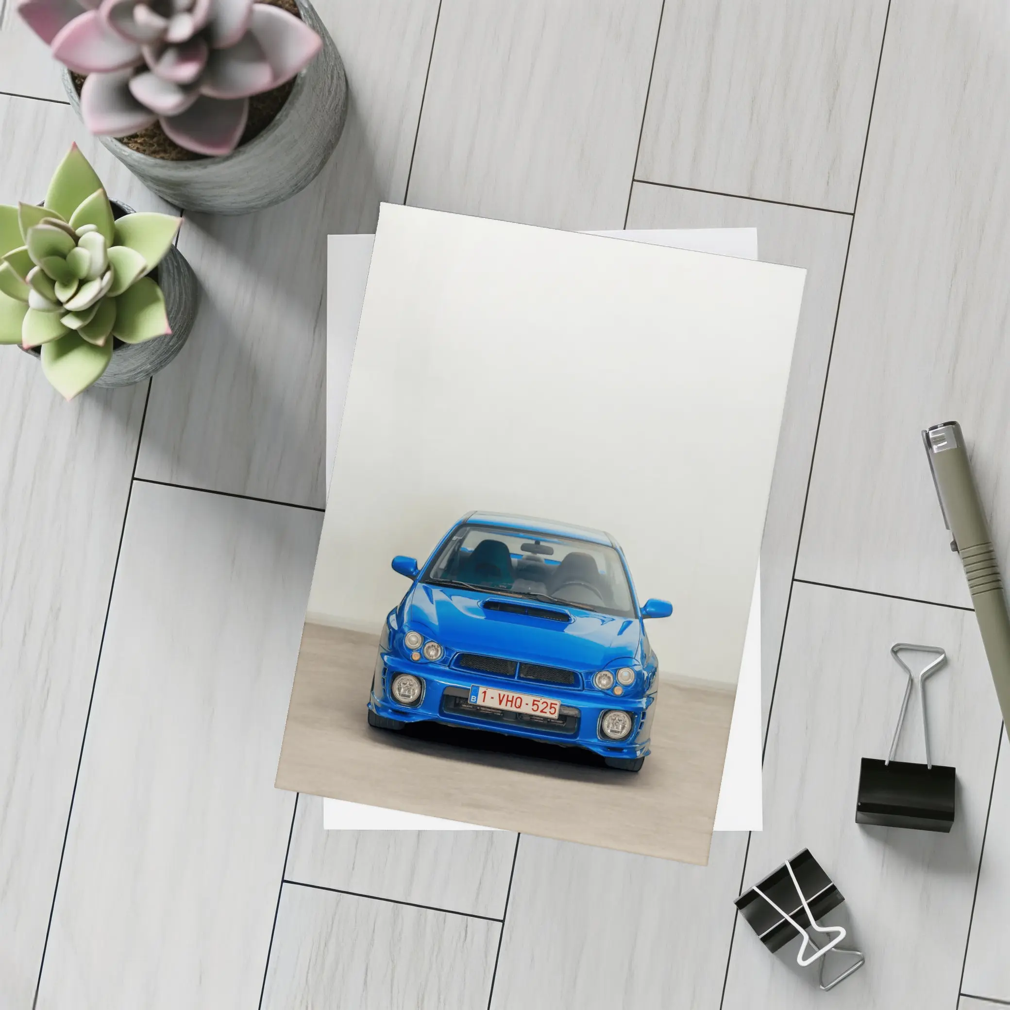 Subaru Impreza WRX Blue Front View – Postcards