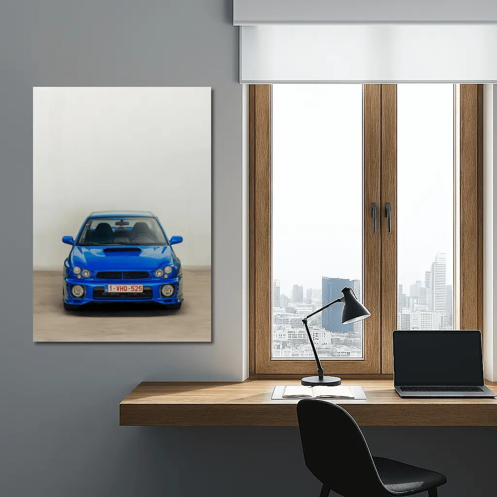 Subaru Impreza WRX Blue Front View – Wall Art