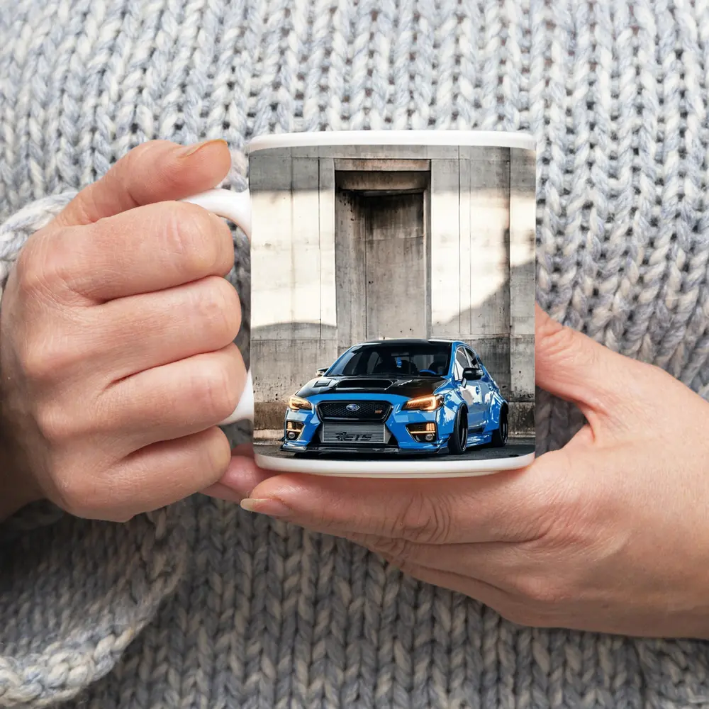 Subaru WRX STI Blue Concrete Wall – Mugs