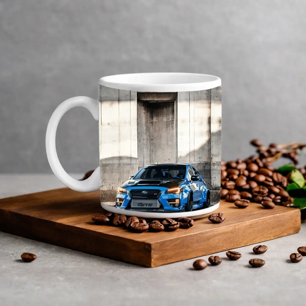 Subaru WRX STI Blue Concrete Wall – Mugs