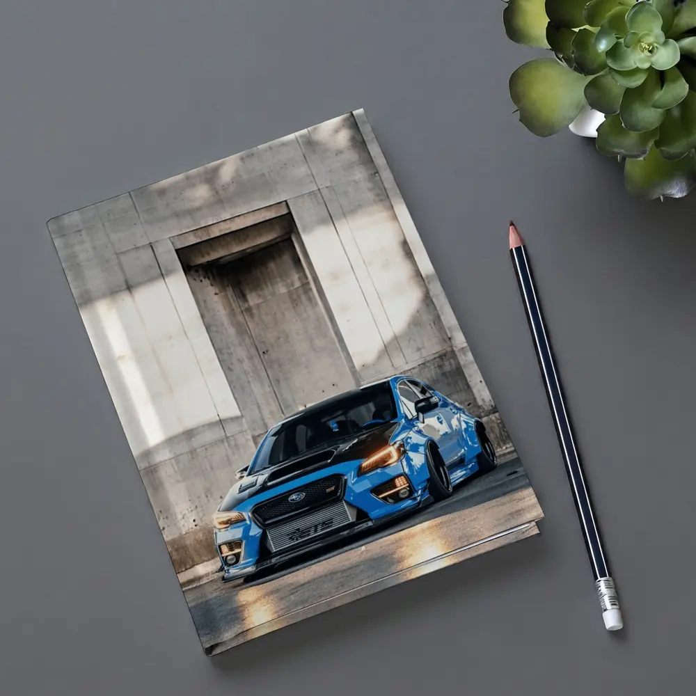 Subaru WRX STI Blue Concrete Wall – Notebooks