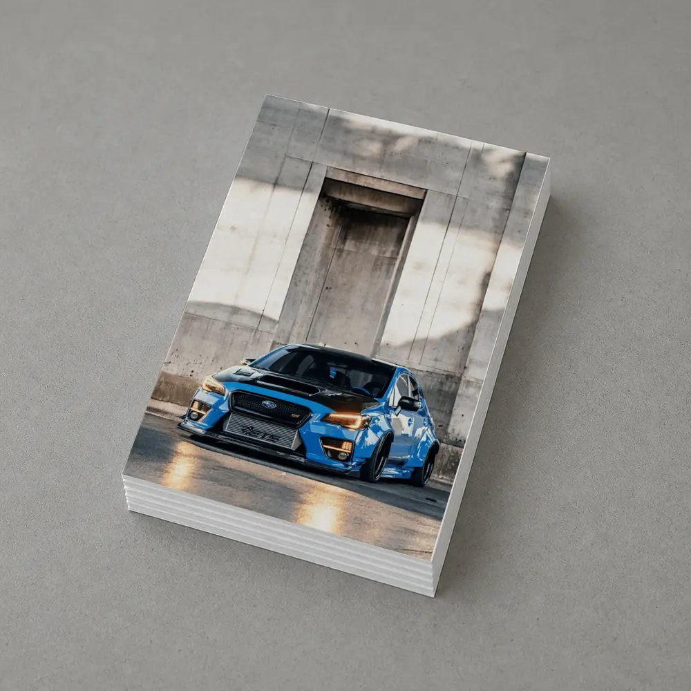 Subaru WRX STI Blue Concrete Wall – Postcards