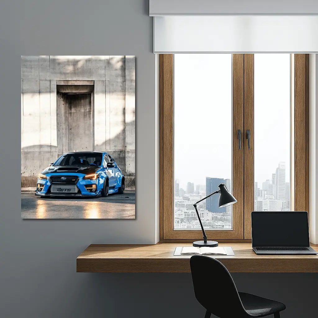 Subaru WRX STI Blue Concrete Wall – Wall Art