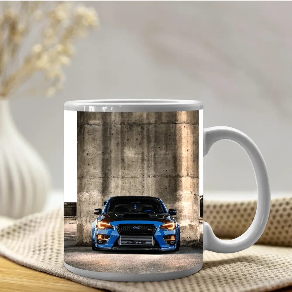 Subaru WRX STI Blue Concrete Wall Front – Mugs