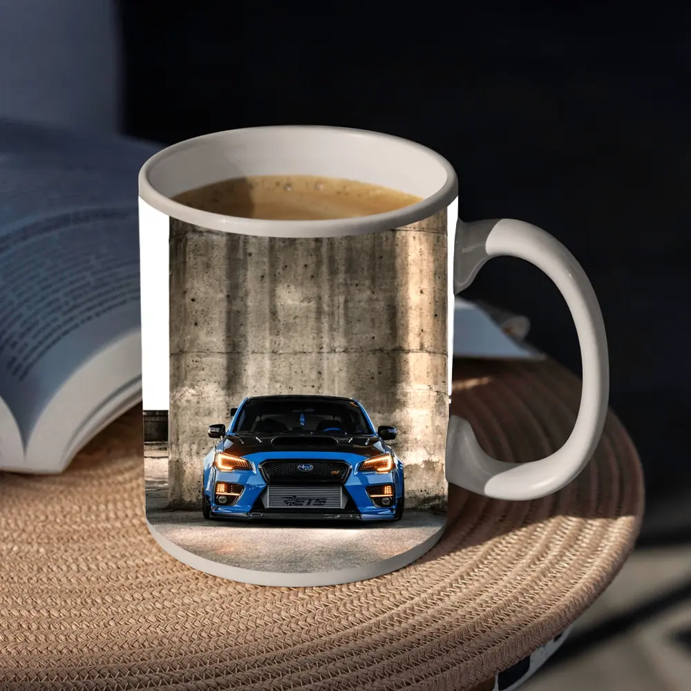 Subaru WRX STI Blue Concrete Wall Front – Mugs