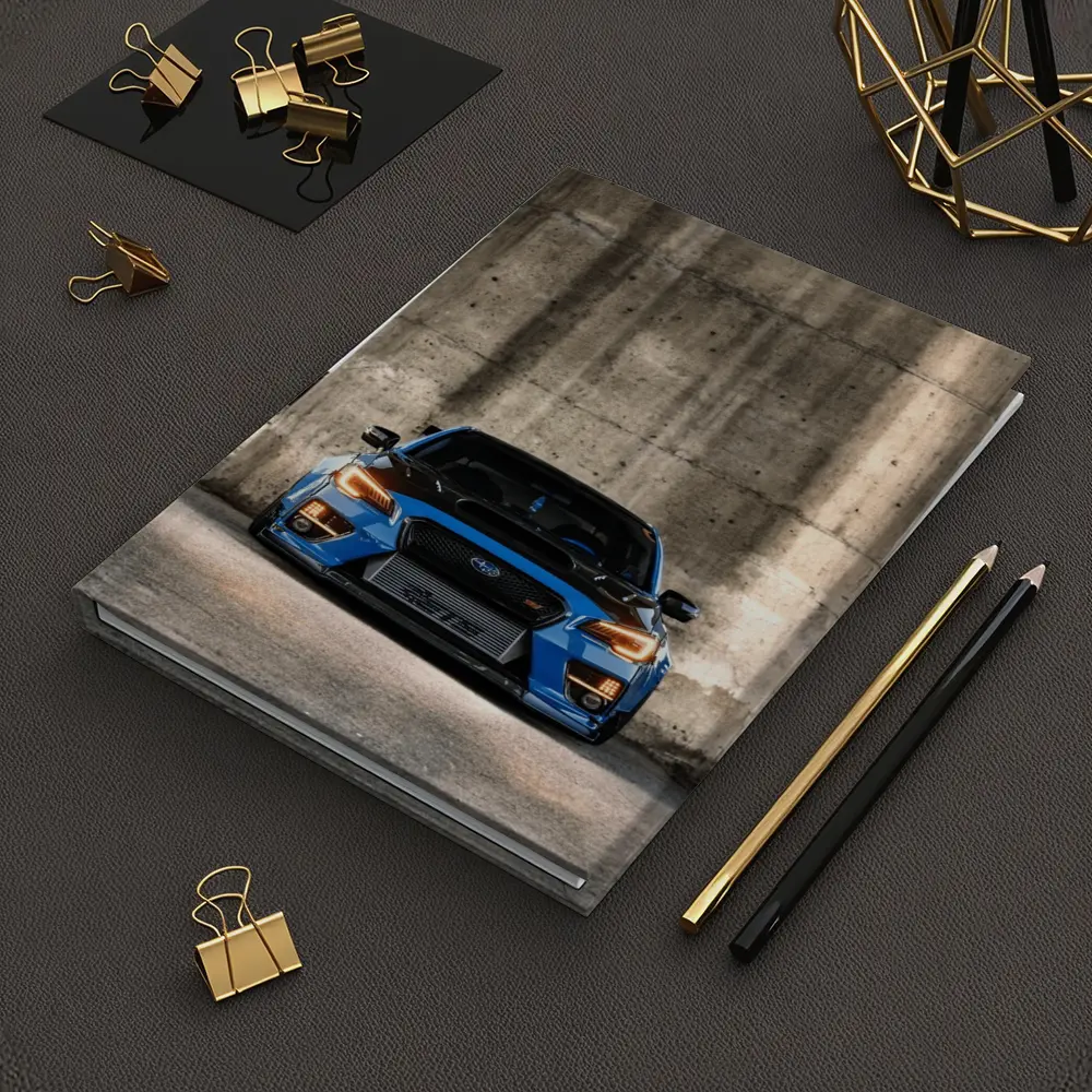 Subaru WRX STI Blue Concrete Wall Front – Notebooks