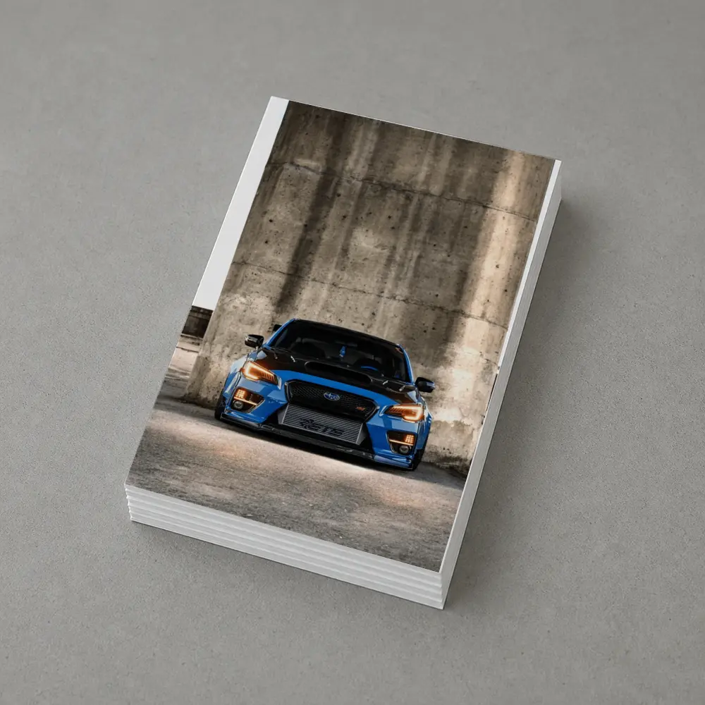 Subaru WRX STI Blue Concrete Wall Front – Postcards