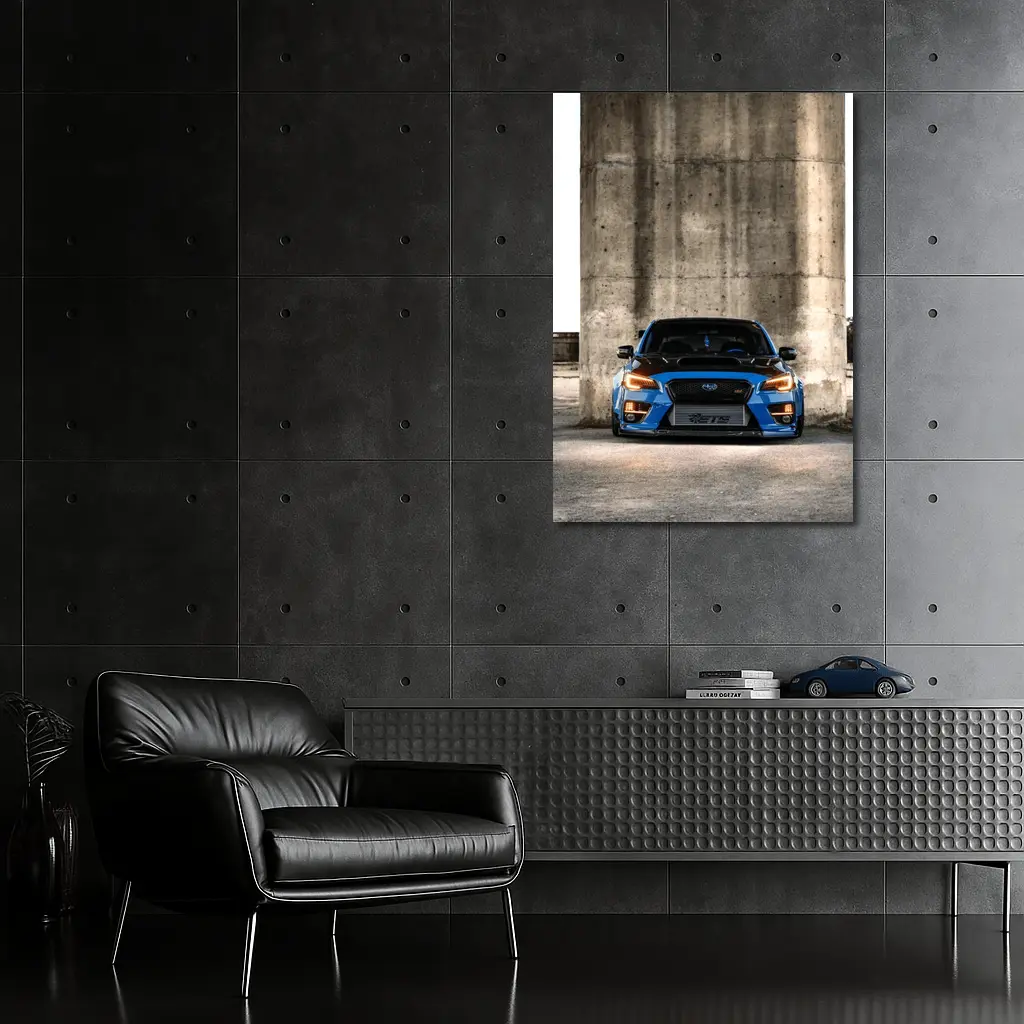 Subaru WRX STI Blue Concrete Wall Front – Wall Art