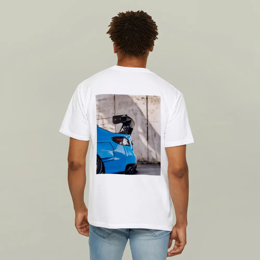 Subaru WRX Blue Carbon Wing Concrete Wall – T-Shirts
