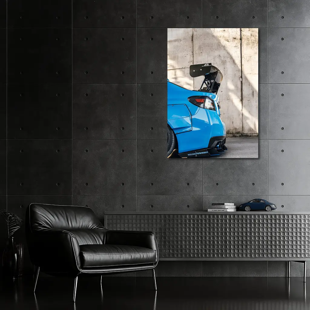 Subaru WRX Blue Carbon Wing Concrete Wall – Wall Art