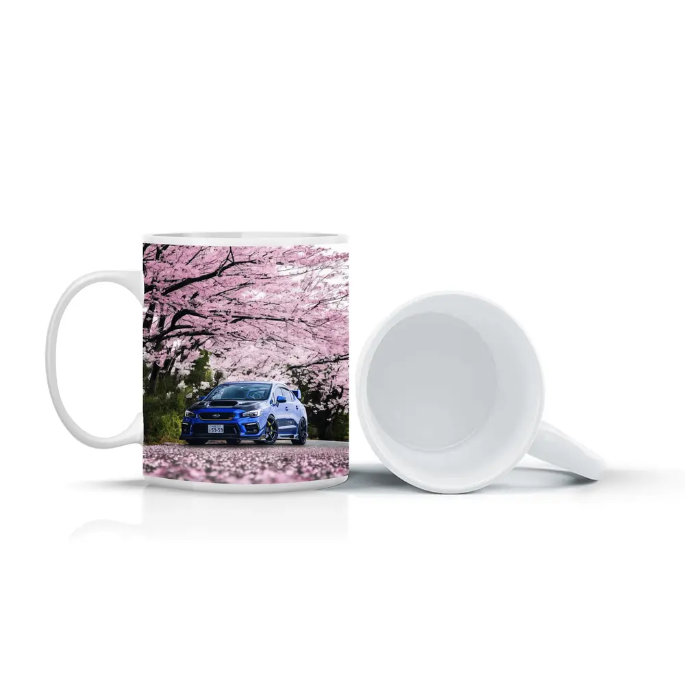 Subaru WRX STI Blue Under Cherry Blossoms – Mugs