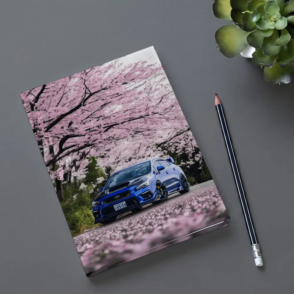Subaru WRX STI Blue Under Cherry Blossoms – Notebooks