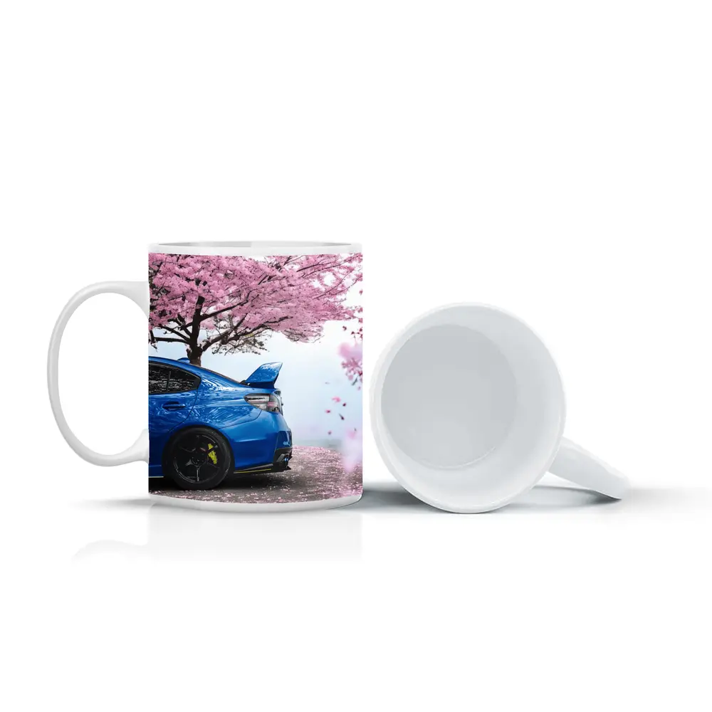 Subaru WRX STI Blue Under Cherry Blossoms – Mugs