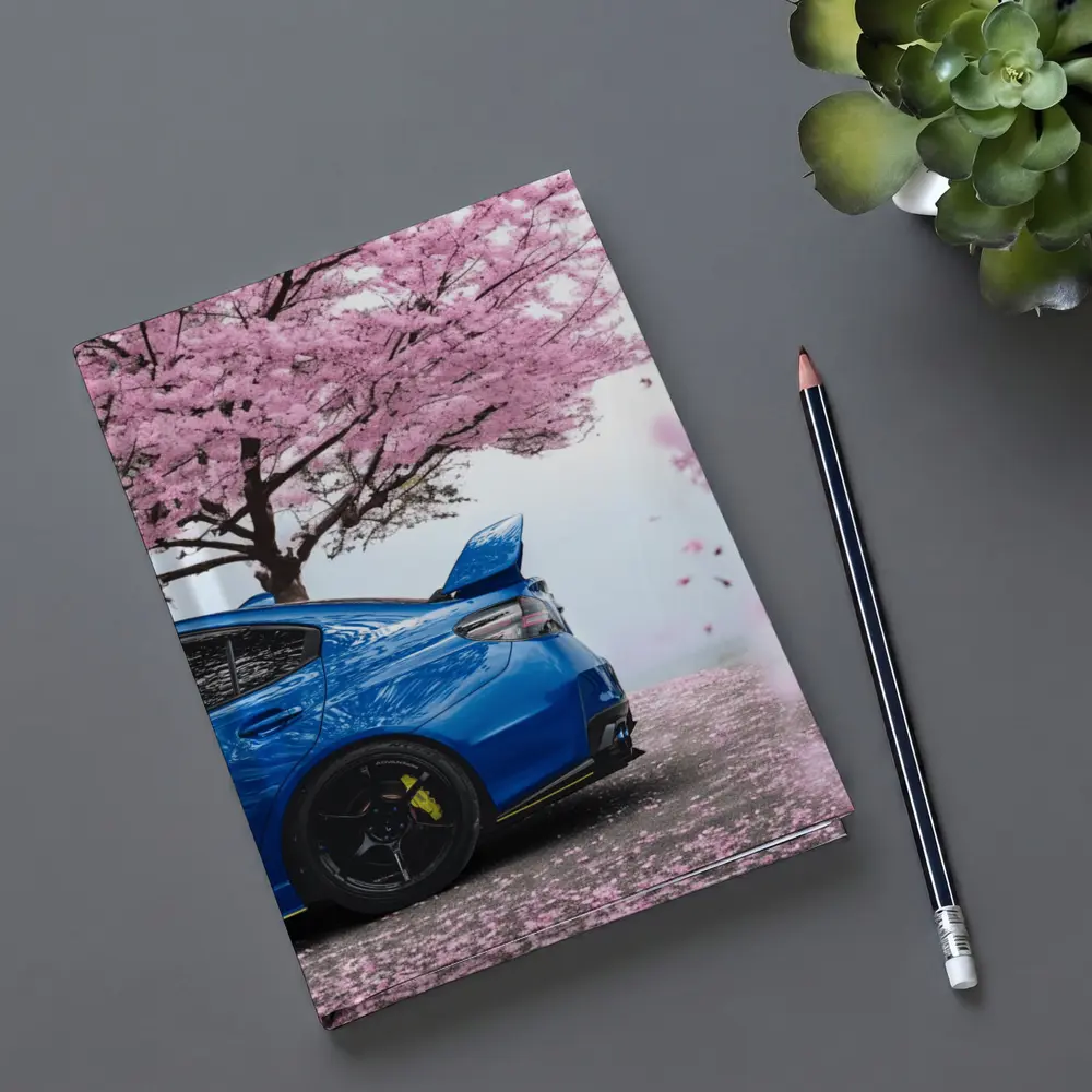Subaru WRX STI Blue Under Cherry Blossoms – Notebooks