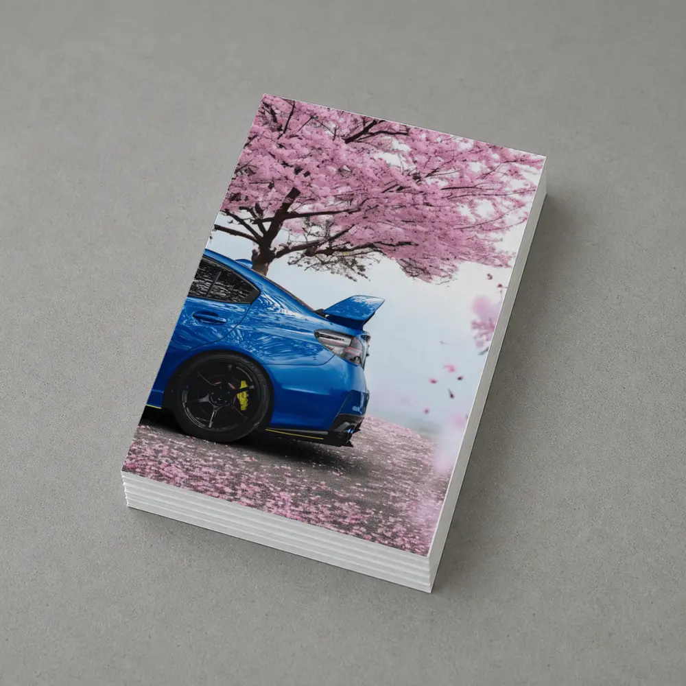 Subaru WRX STI Blue Under Cherry Blossoms – Postcards