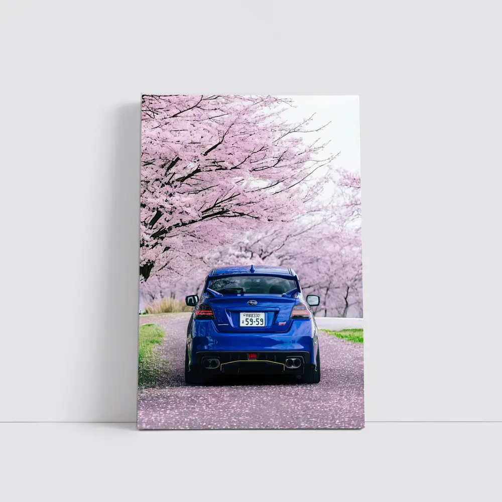 Subaru WRX Blue Under Cherry Blossoms Japan – Wall Art