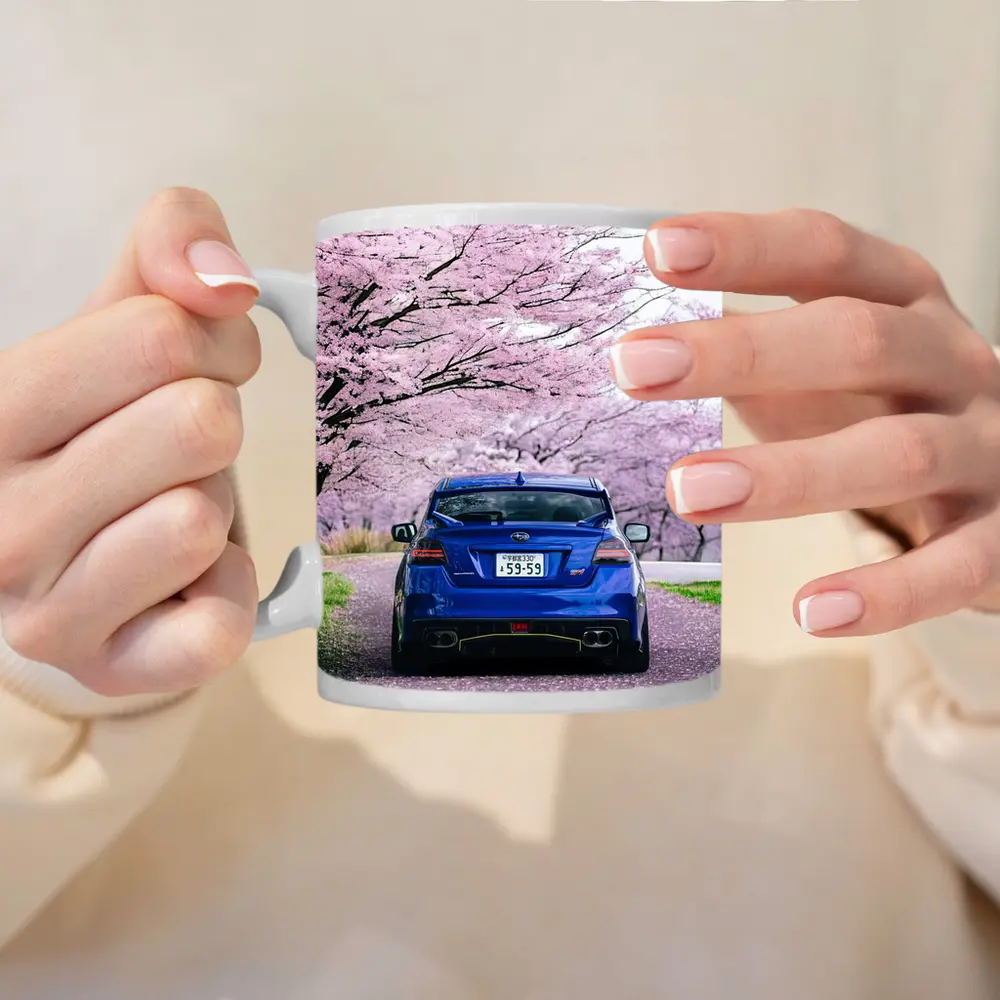 Subaru WRX Blue Under Cherry Blossoms Japan – Mugs