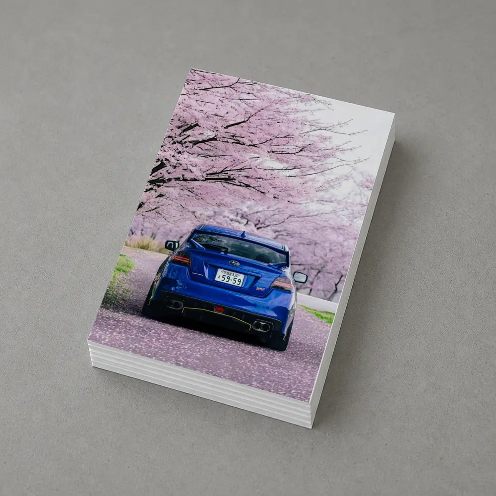 Subaru WRX Blue Under Cherry Blossoms Japan – Postcards