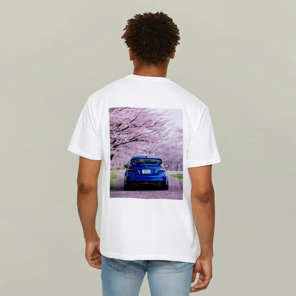 Subaru WRX Blue Under Cherry Blossoms Japan – T-Shirts