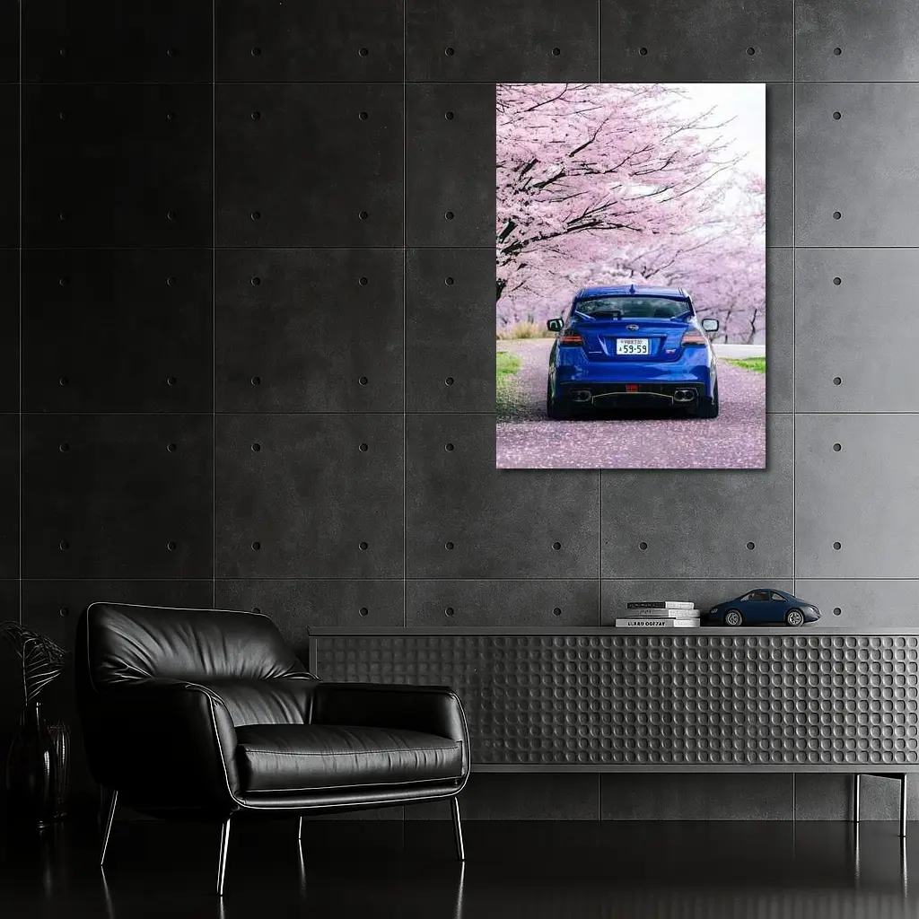 Subaru WRX Blue Under Cherry Blossoms Japan – Wall Art