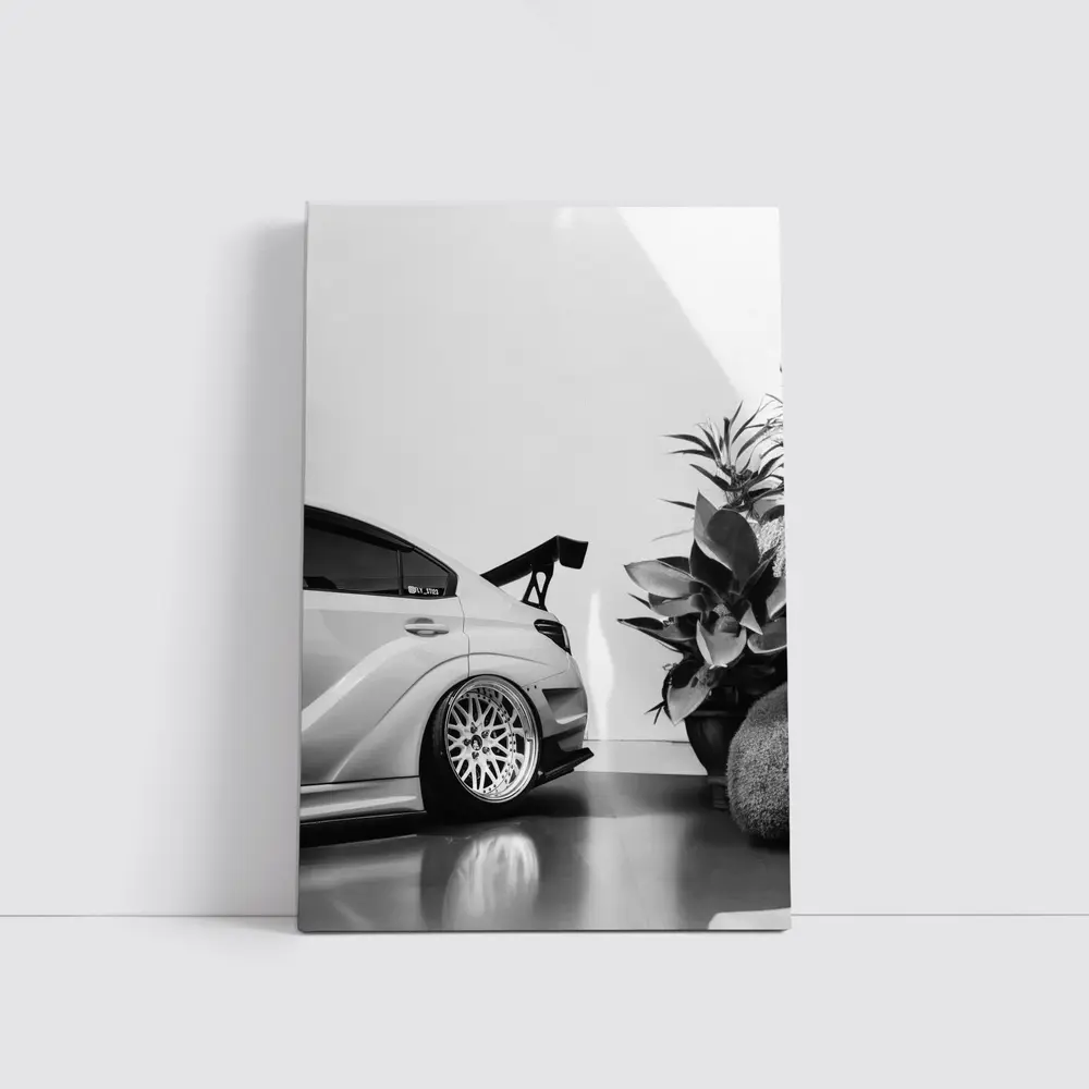 Subaru WRX STI Black White Stance Shot – Wall Art