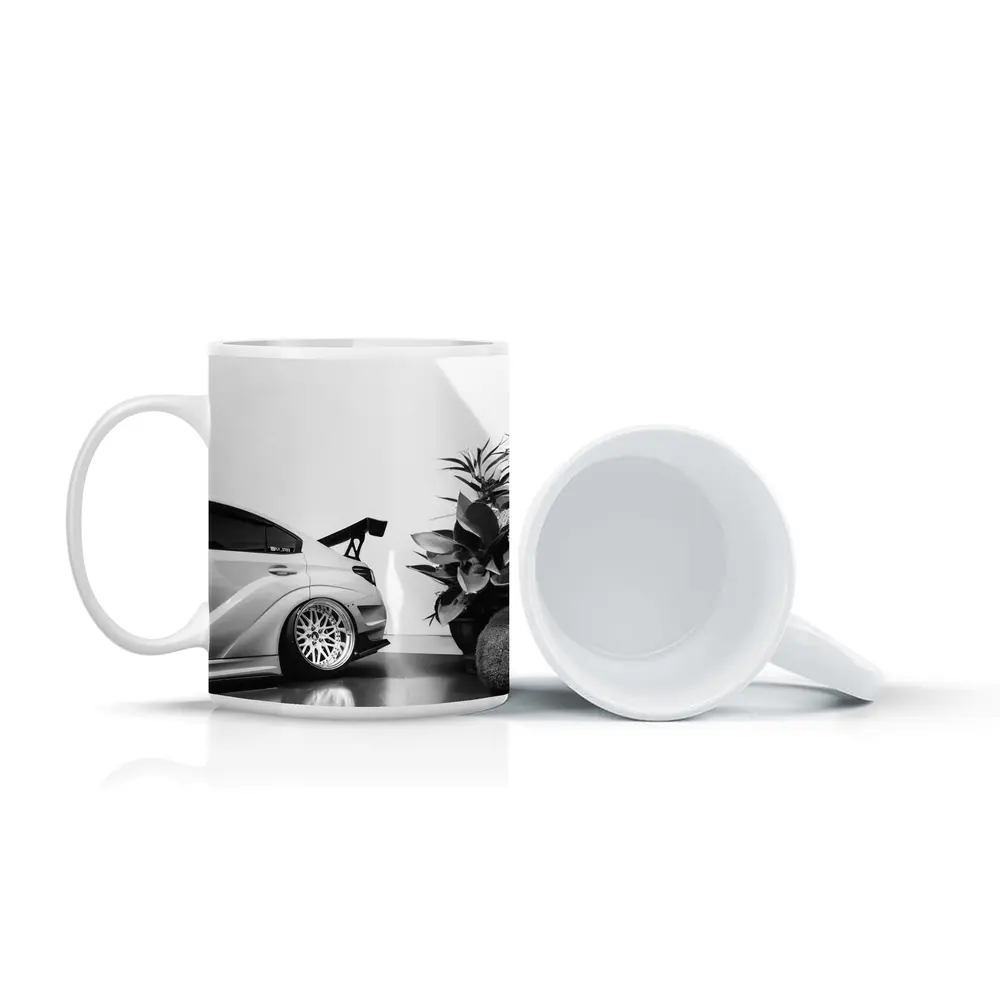 Subaru WRX STI Black White Stance Shot – Mugs