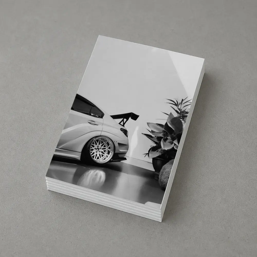 Subaru WRX STI Black White Stance Shot – Postcards