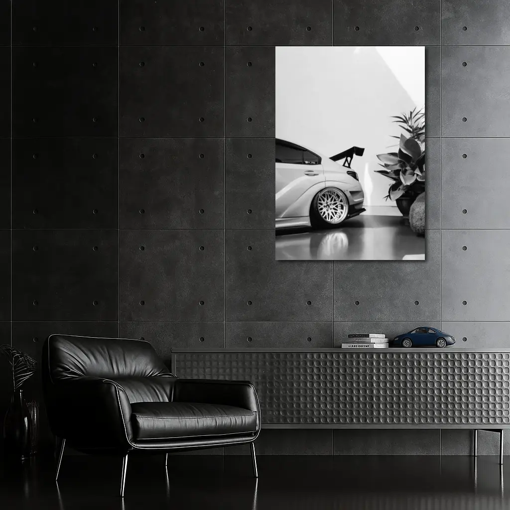 Subaru WRX STI Black White Stance Shot – Wall Art