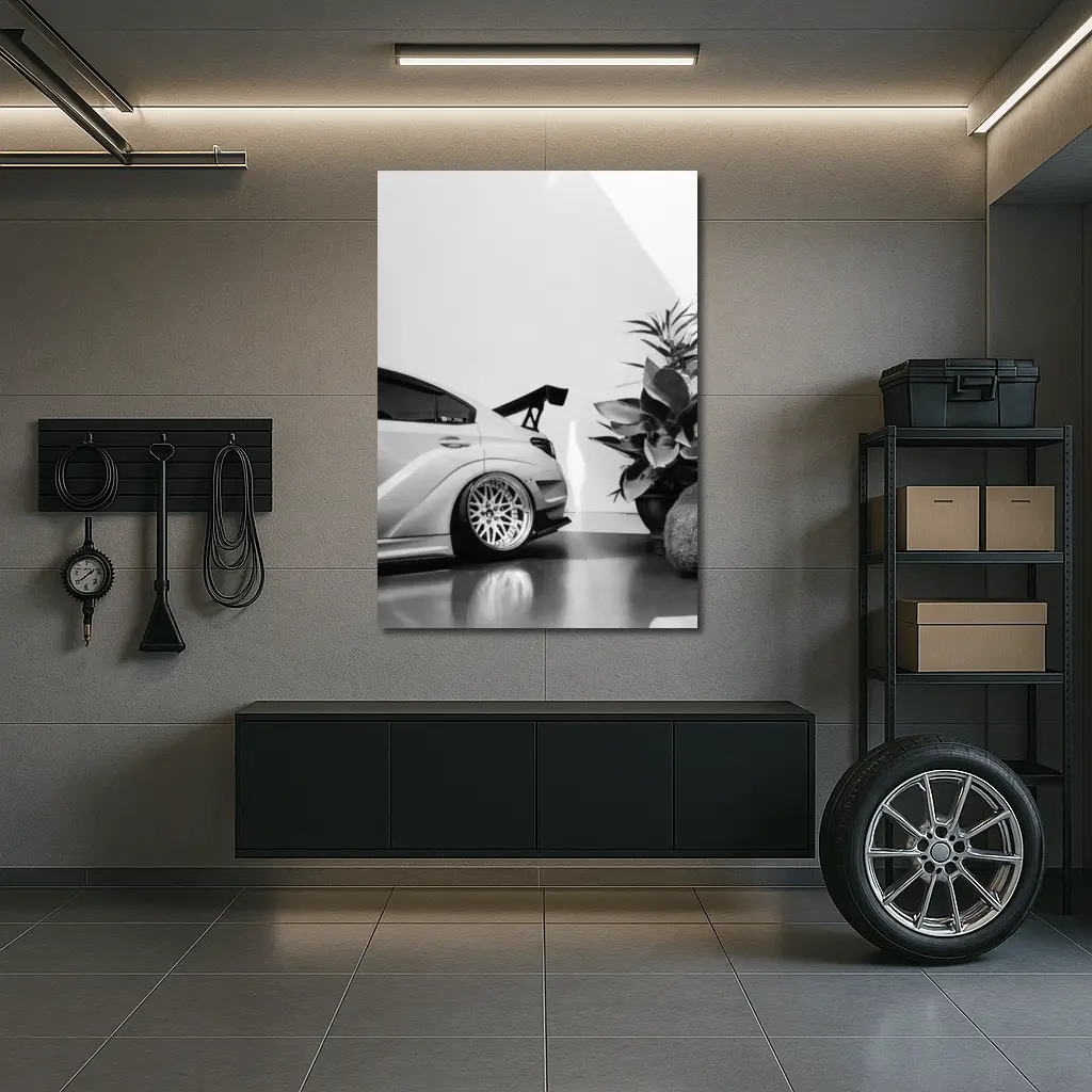 Subaru WRX STI Black White Stance Shot – Wall Art