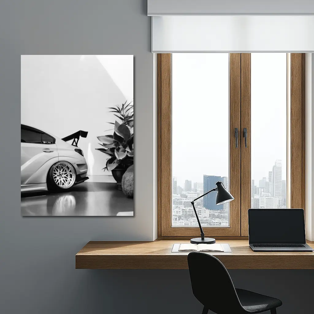 Subaru WRX STI Black White Stance Shot – Wall Art