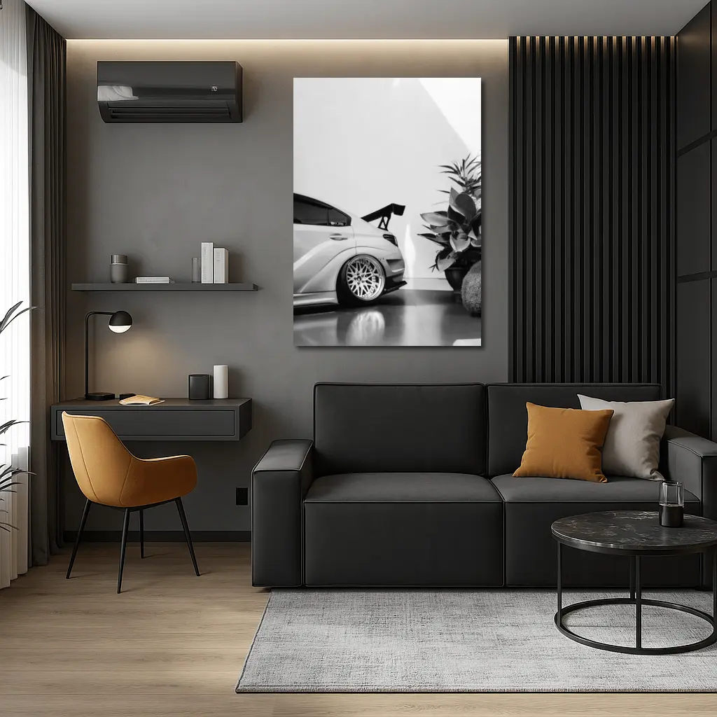 Subaru WRX STI Black White Stance Shot – Wall Art