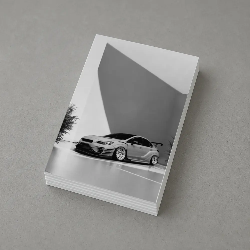 Subaru WRX STI Slammed Black White Art – Postcards