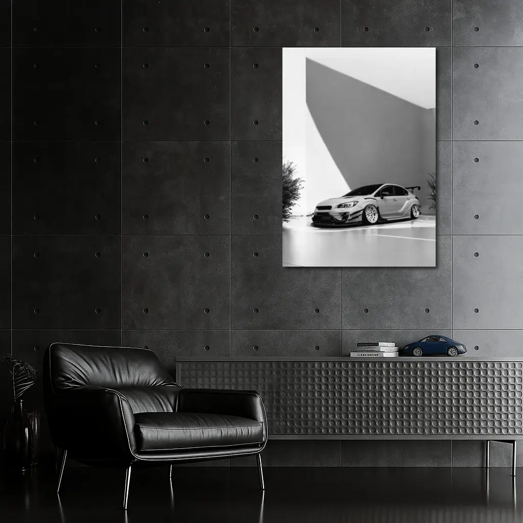 Subaru WRX STI Slammed Black White Art – Wall Art