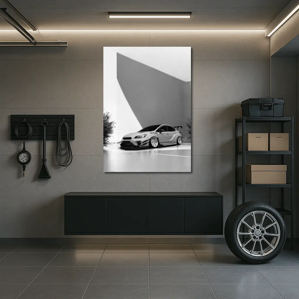 Subaru WRX STI Slammed Black White Art – Wall Art