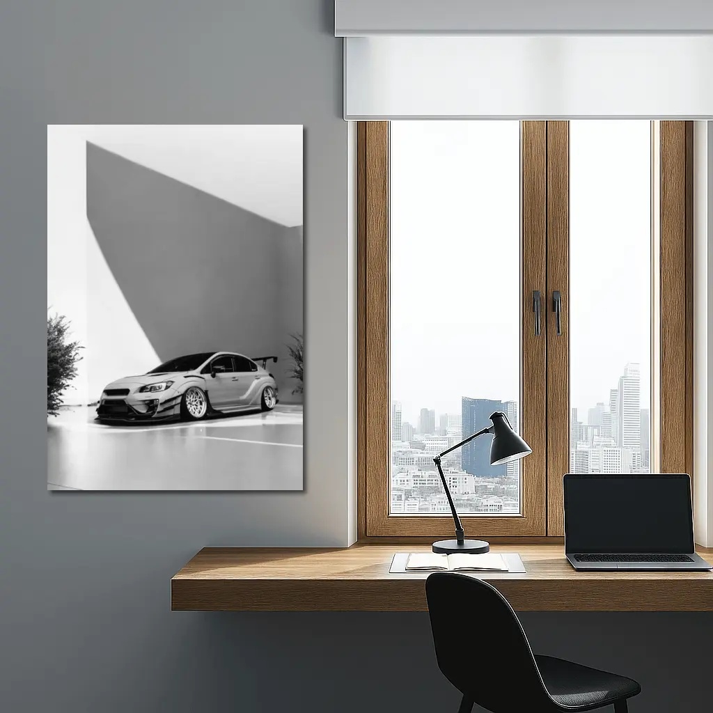 Subaru WRX STI Slammed Black White Art – Wall Art