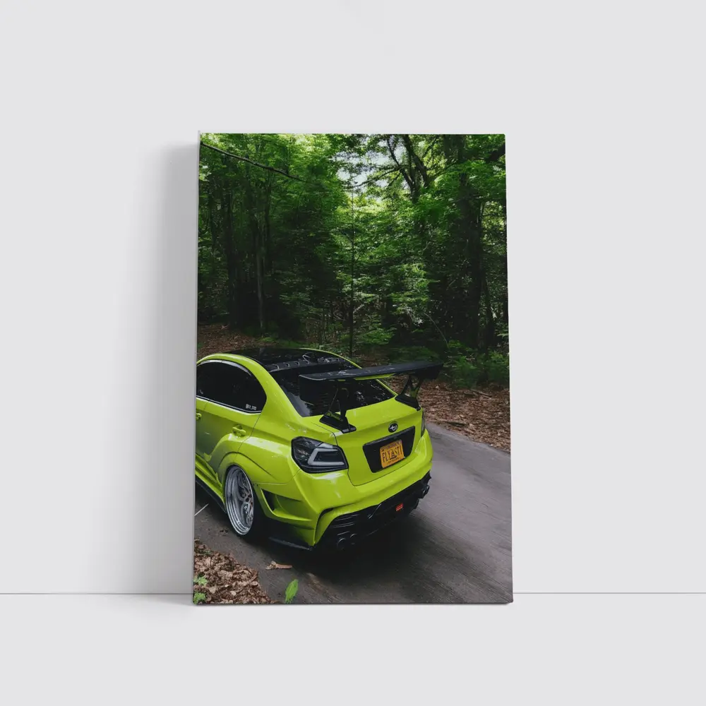 Subaru WRX STI Green Car Forest Road – Wall Art