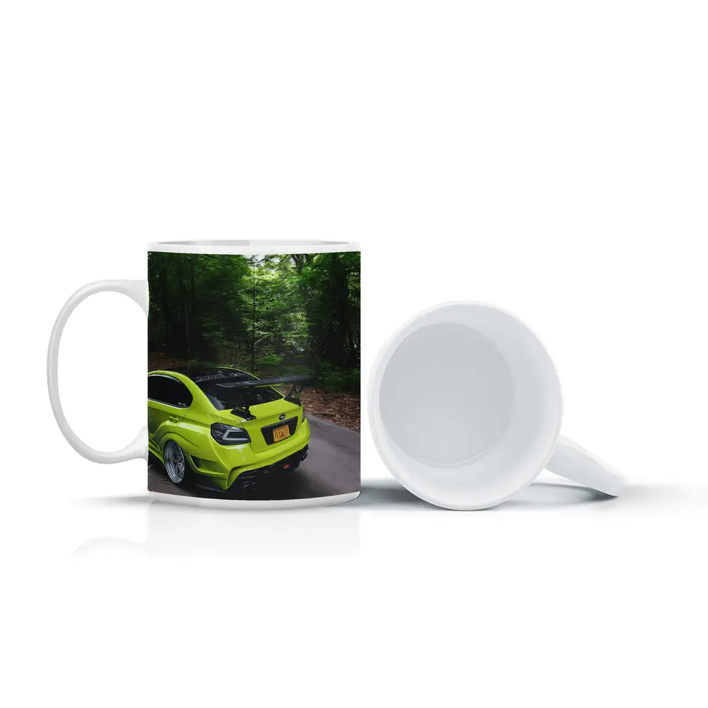 Subaru WRX STI Green Car Forest Road – Mugs