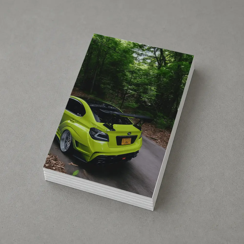 Subaru WRX STI Green Car Forest Road – Postcards