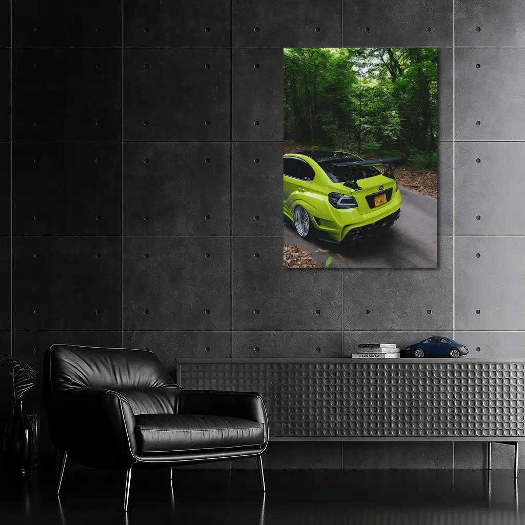 Subaru WRX STI Green Car Forest Road – Wall Art