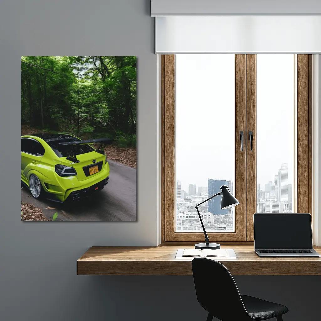 Subaru WRX STI Green Car Forest Road – Wall Art