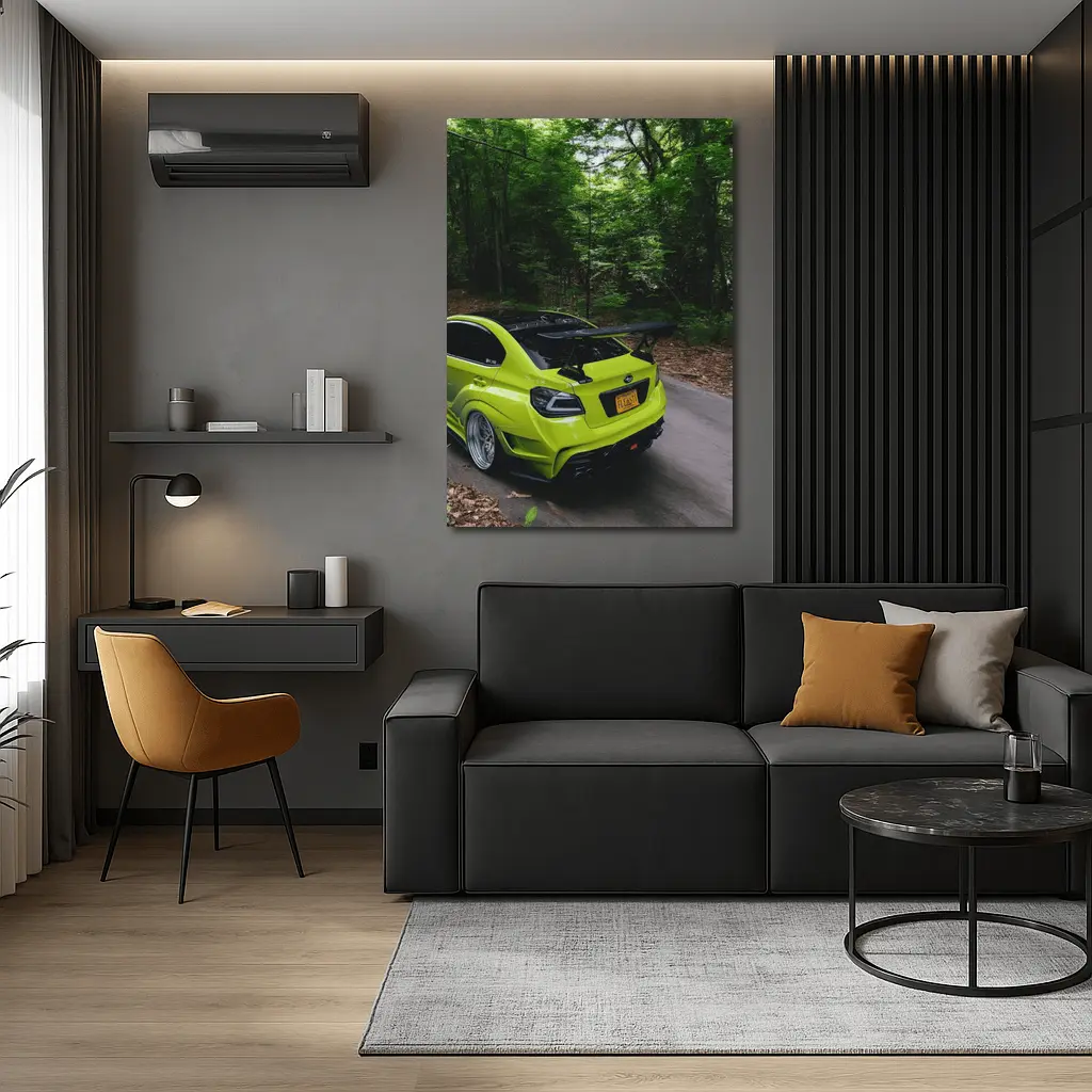 Subaru WRX STI Green Car Forest Road – Wall Art