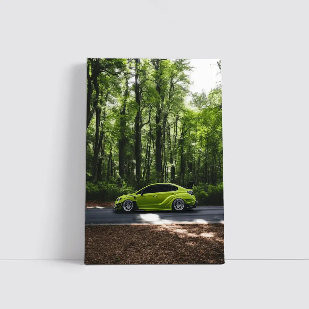 Subaru WRX Green Car Forest Road – Wall Art