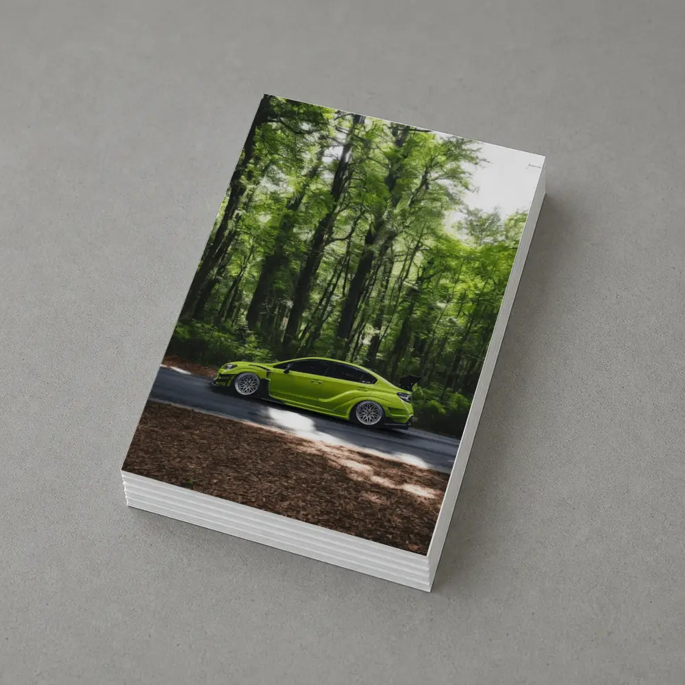 Subaru WRX Green Car Forest Road – Postcards