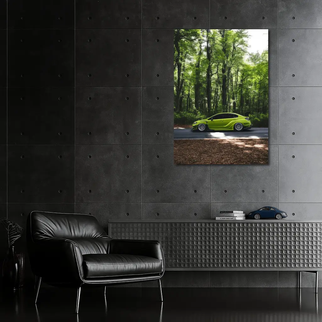 Subaru WRX Green Car Forest Road – Wall Art