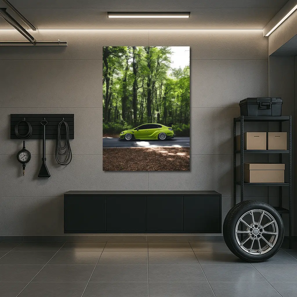 Subaru WRX Green Car Forest Road – Wall Art