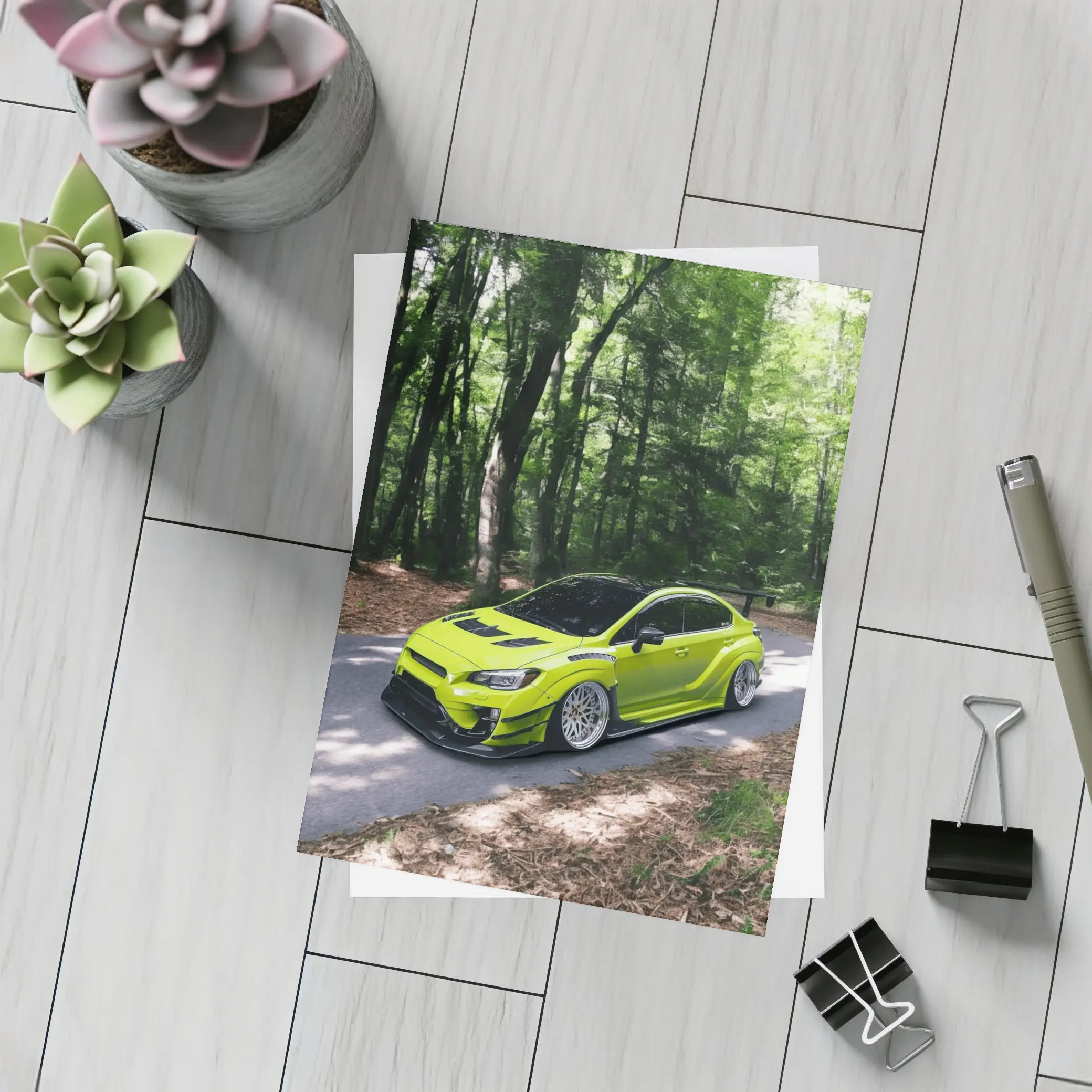 Subaru WRX STI Green Forest Road – Postcards