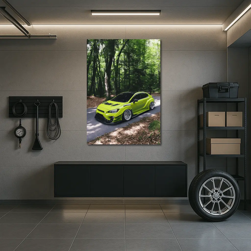 Subaru WRX STI Green Forest Road – Wall Art