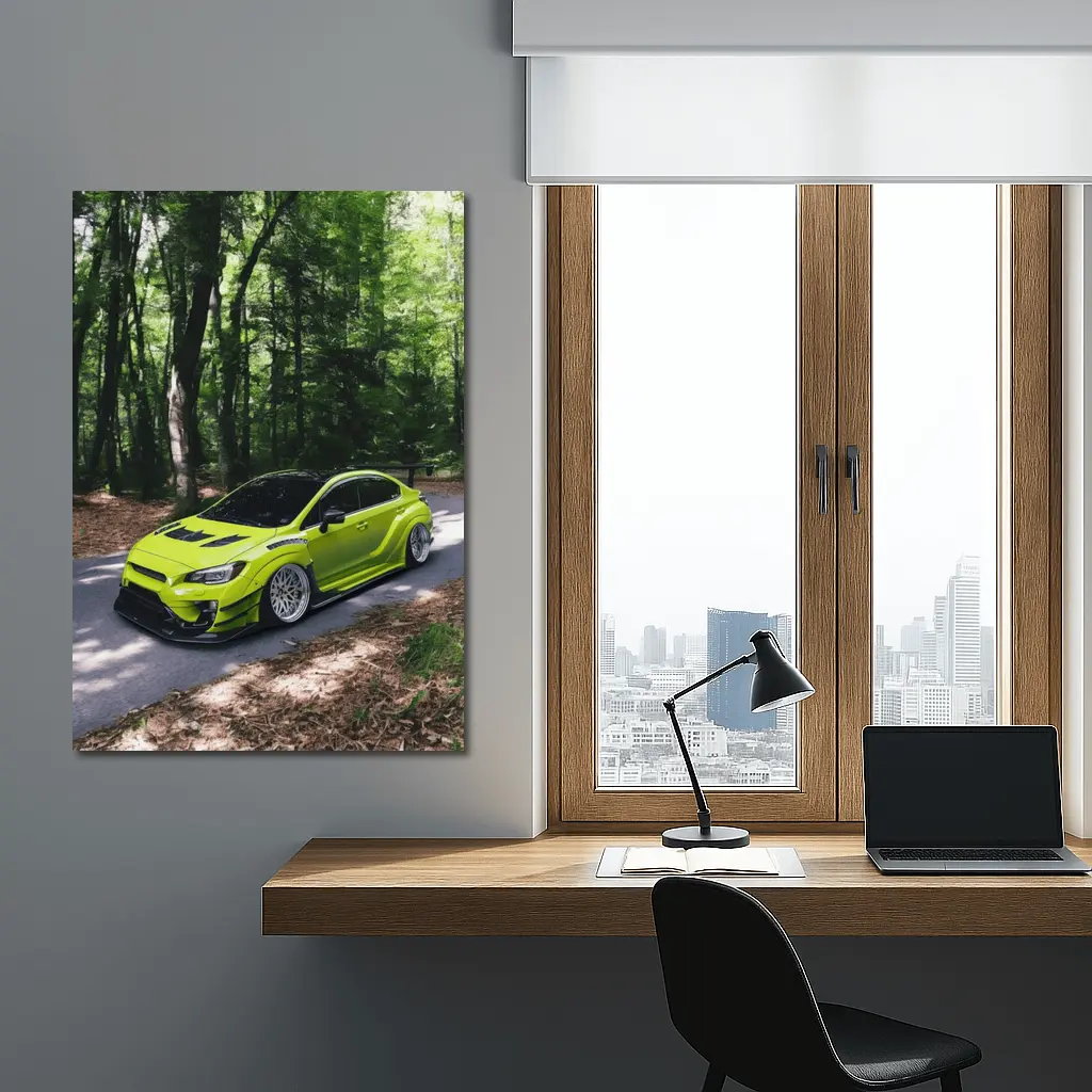 Subaru WRX STI Green Forest Road – Wall Art